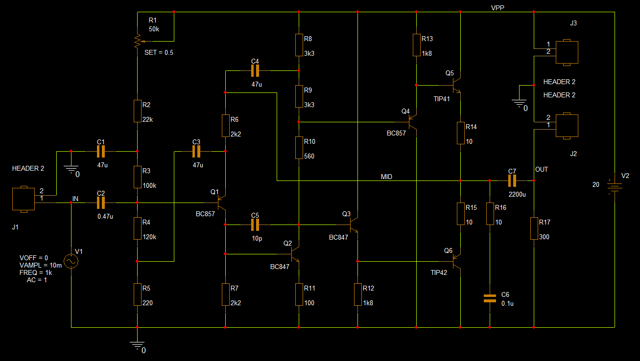 Completed headphone amplifier circuit